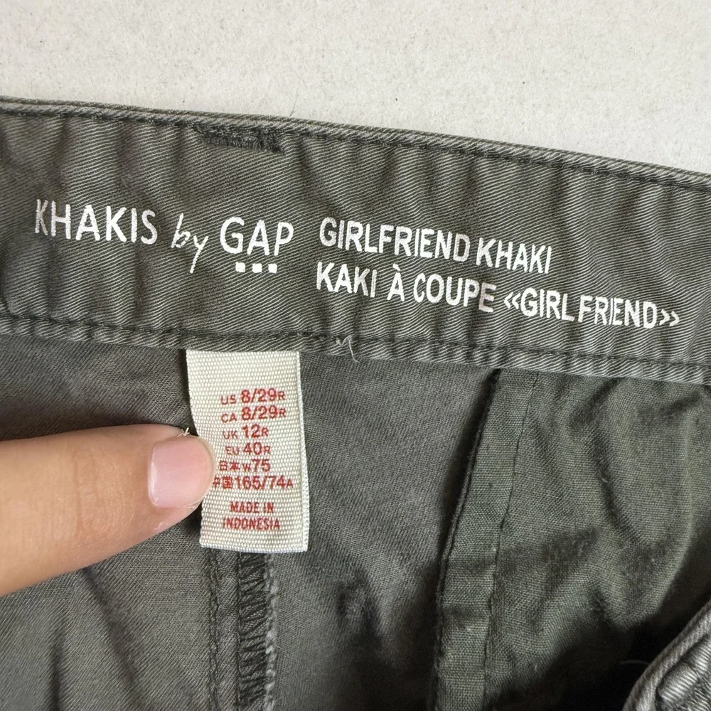 Khakis By Gap Pants Womens 8 Green Girlfriend Khaki Twill Stretch Relaxed Chino